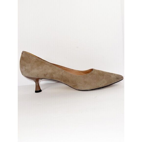 Donald Pliner Kitten Heel Pumps Suede Leather Beige Pointed Toe Neutral 6.5 - Picture 14 of 14